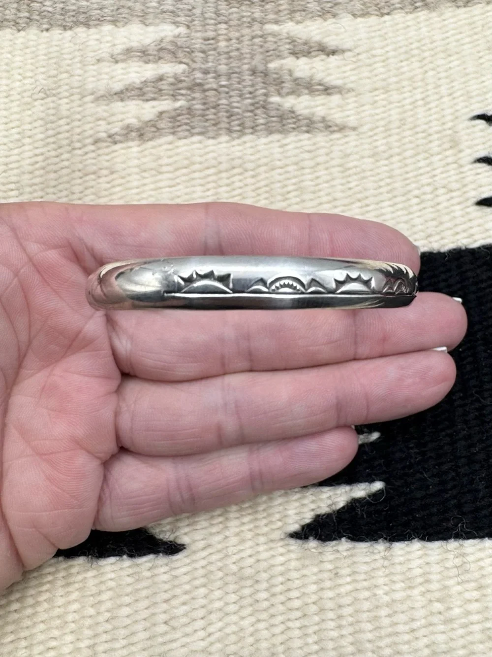 Nelson Pacheco Kewa Native American Sterling Silver Cuff Bracelet 6 7/8